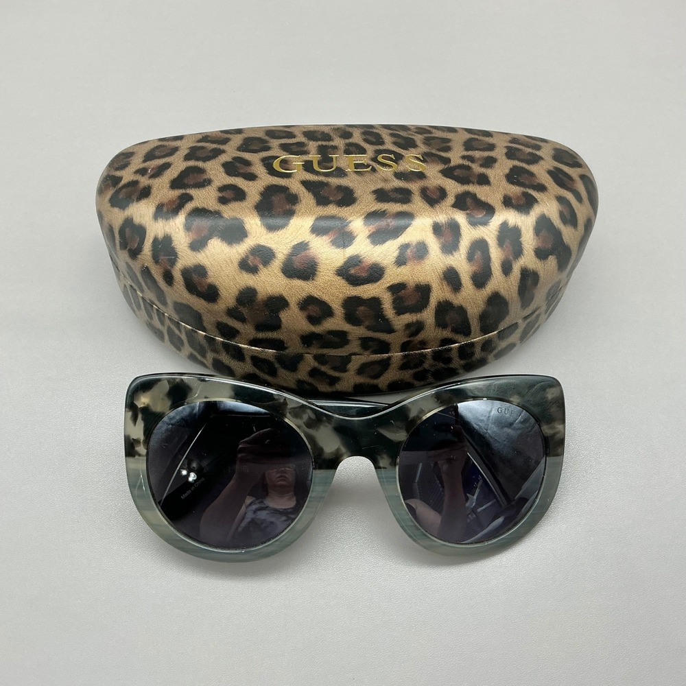 Guess Sunglasses Womens Grey Tortoise Cat Eye Gradient GU7395 With Case